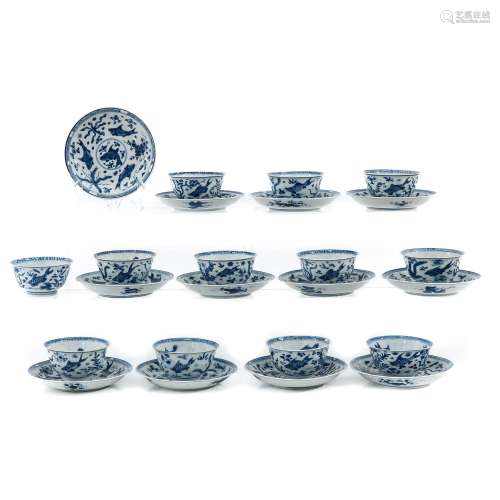 A Series of 12 Cups and Saucers