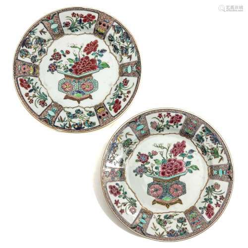 A Pair of Famille Rose Plates
