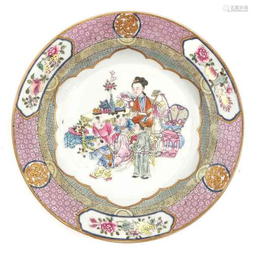 A Ruby Back Famille Rose Plate