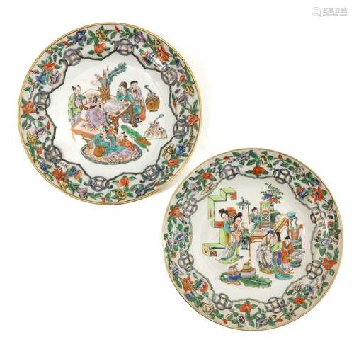 A Pair of Famille Verte Plates