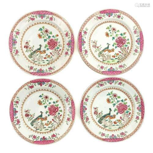 A Series of 4 Famille Rose Plates