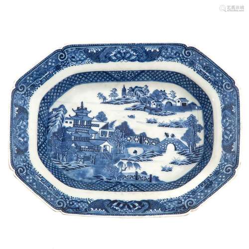 A Blue and White Serving Tray