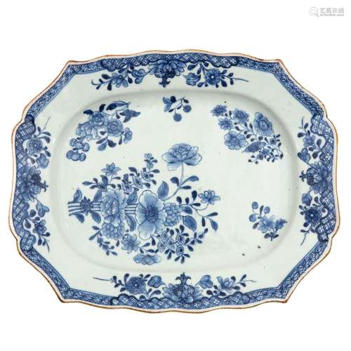 A Large Blue and White Serving Platter