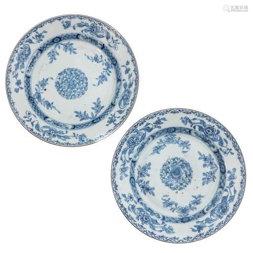 A Pair of Blue and White Plates