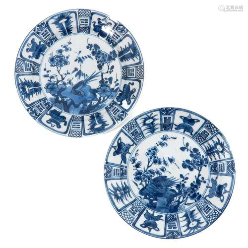 A Pair of Blue and White Plates