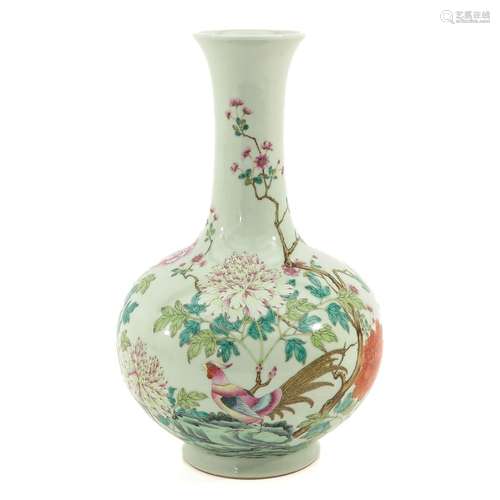 A Celadon Famille Rose Vase