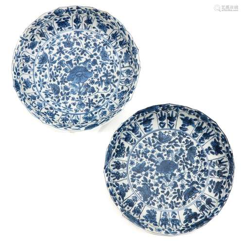 A Pair of Blue and White Plates