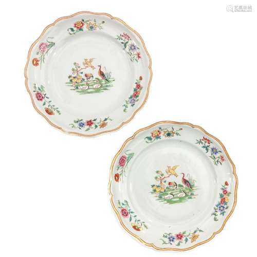 A Pair of Famille Rose Plates