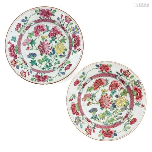 A Pair of Famille Rose Plates