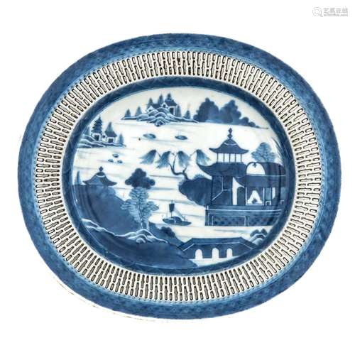 A Blue and White Serving Dish