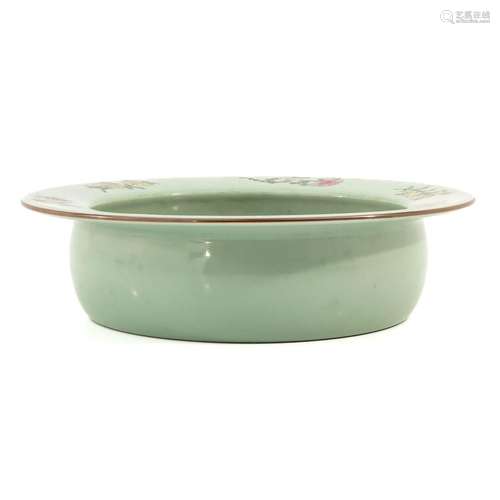 A Celadon Famille Rose Wash Basin