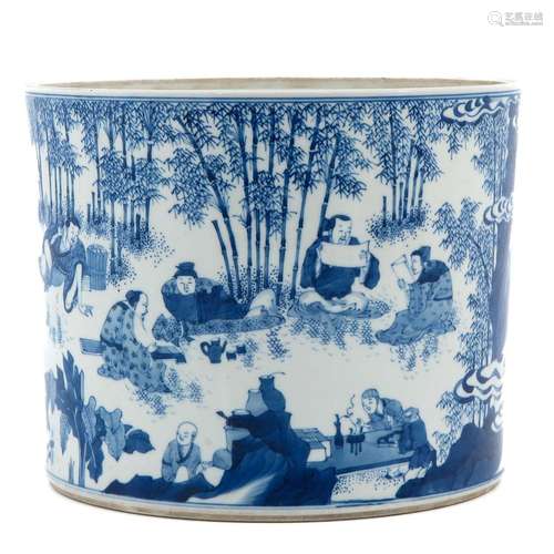 A Blue and White Brush Pot