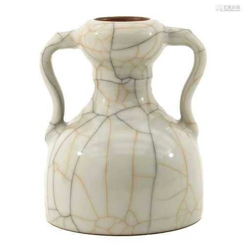 A Small Crackle Decor Flared Handle Vase