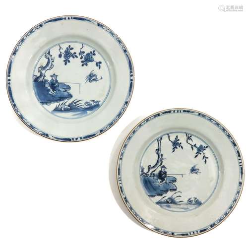 A Pair of Blue and White Plates