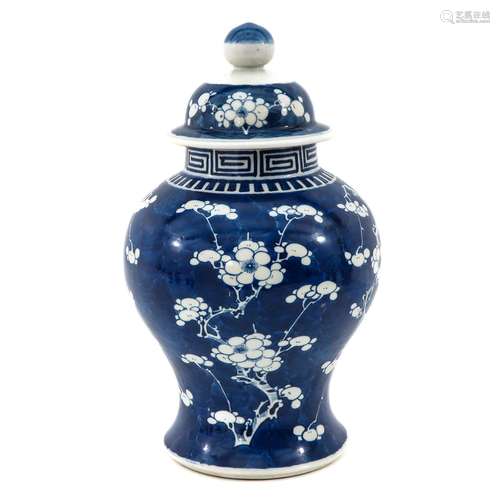 A Blue and White Vase with Cover