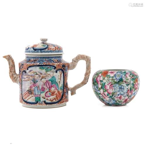 A Teapot and Round Vase