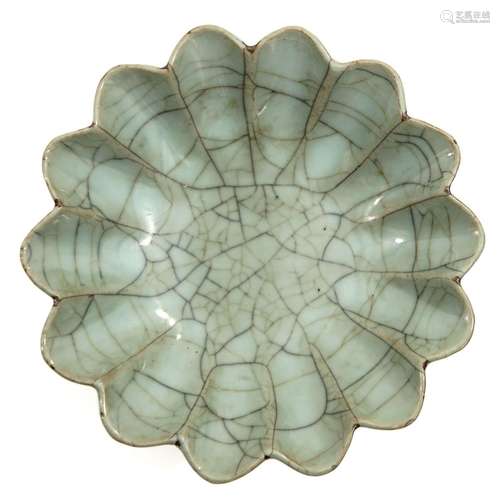 A Celadon Ruffled Edge Dish