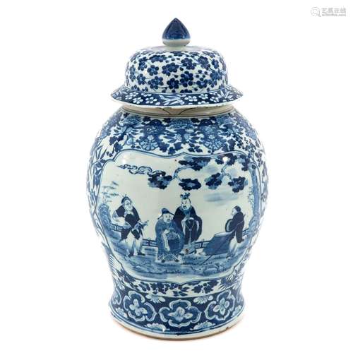 A Blue and White Jar with Cover