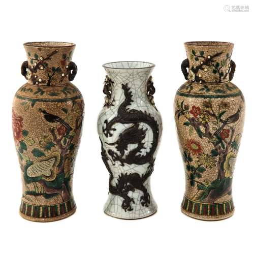 A Lot of 3 Nanking Vases