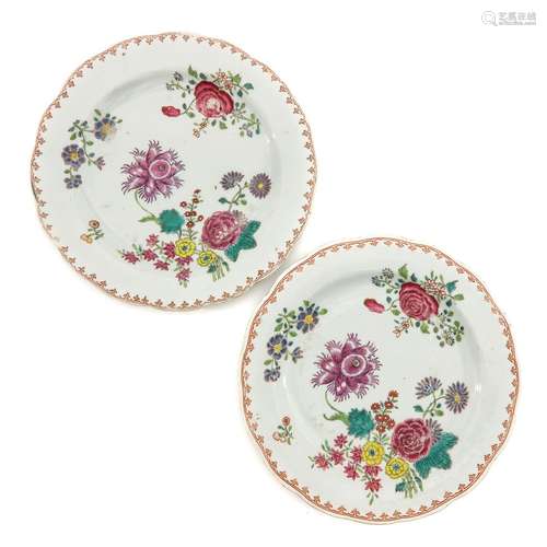 A Pair of Famille Rose Plates