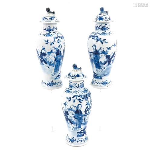 A Collection of 3 Chinese Garniture Vases