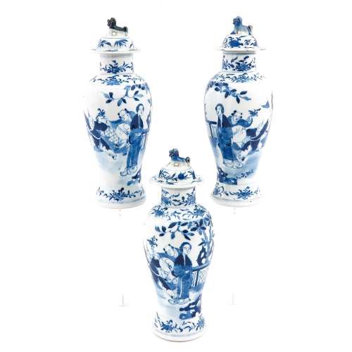 A Collection of 3 Chinese Garniture Vases