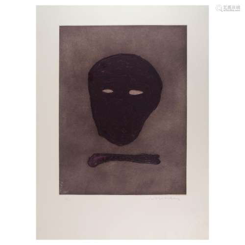 A Fritz Scholder embossed etching, Mask of the Artist