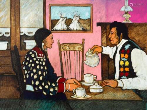 A Kevin Red Star painting, Tea Party, 1986