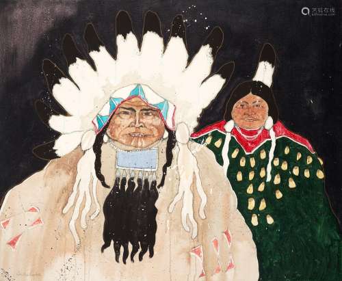 A Kevin Red Star painting, Crow Indian Couple 5, 1976