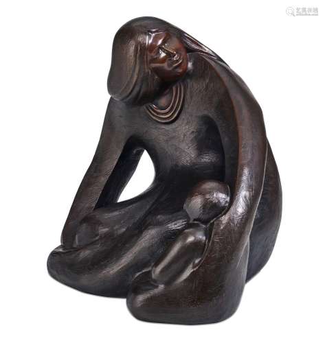 An Allan Houser bronze, Listen, 1990