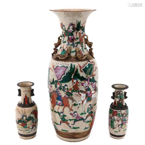 A Lot of 3 Nanking Vases