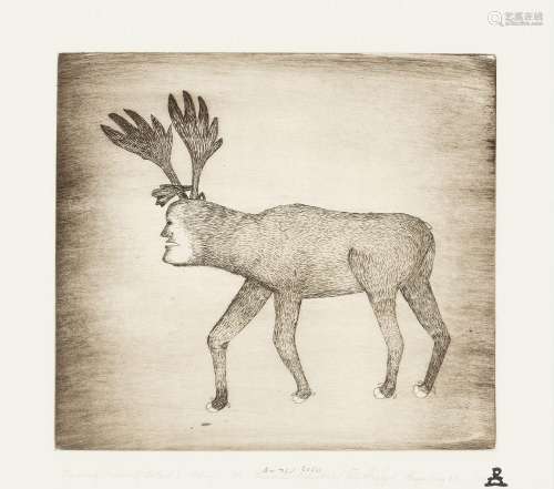 A Jolly Atagooyuk etching, Nunamiuq (Creature of the Land), ...