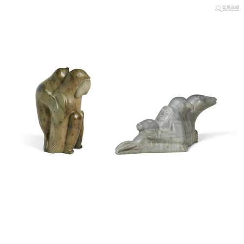 Two Inuit carved stone sculptures