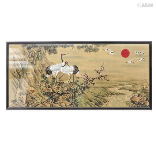 A Framed Chinese Painting on Silk