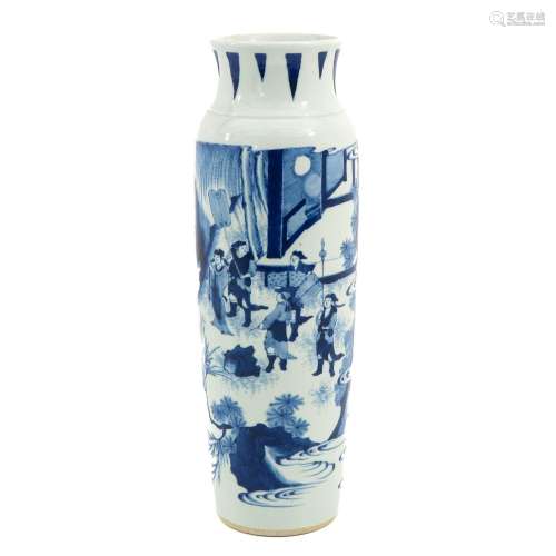 A Blue and White Rouleau Vase