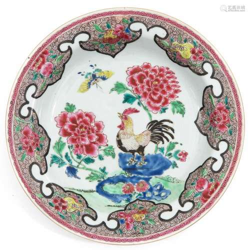 A Famille Rose Rooster Plate