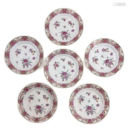 A Series of 6 Famille Rose Plates