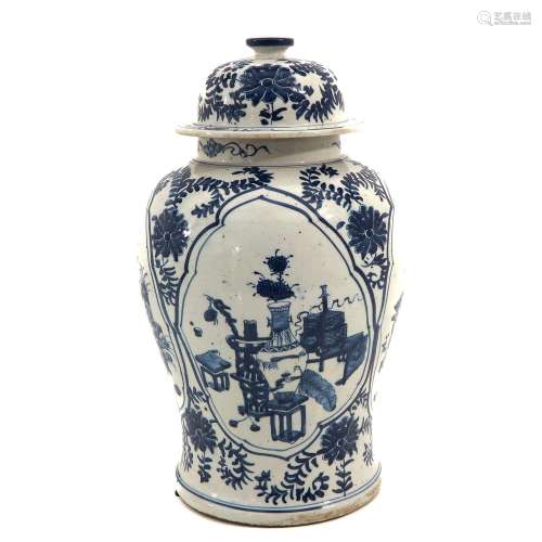 A Blue and White Jar with Cover