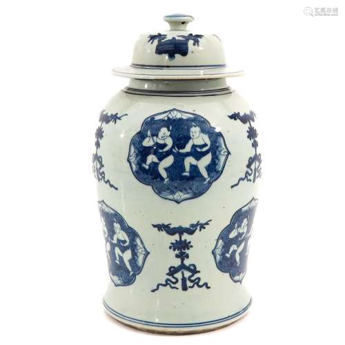 A Blue and White Jar with Cover