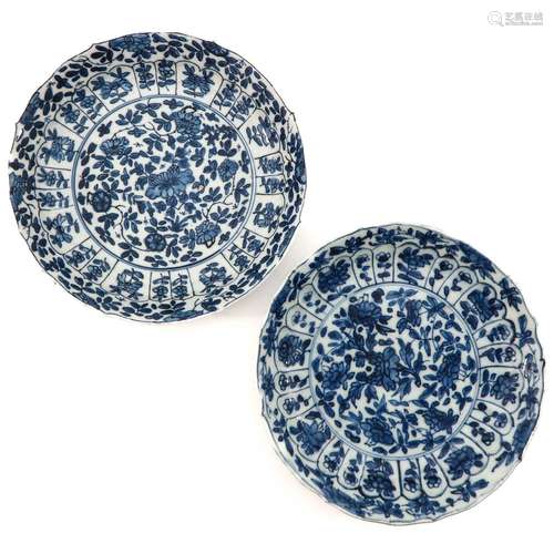 A Pair of Blue and White Plates