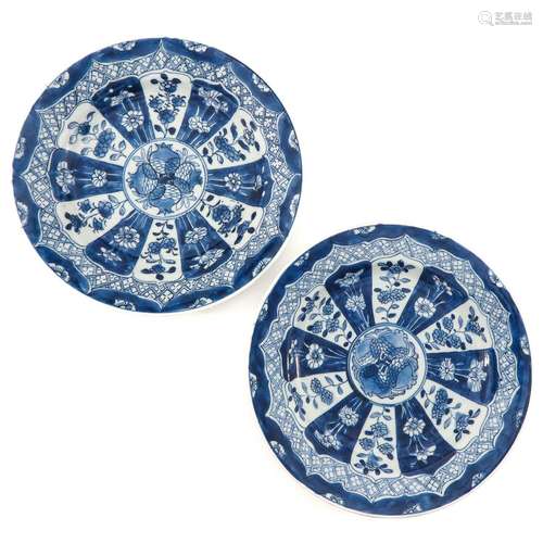 A Pair of Blue and White Plates