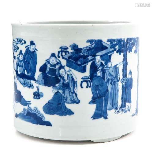 A Blue and White Brush Pot