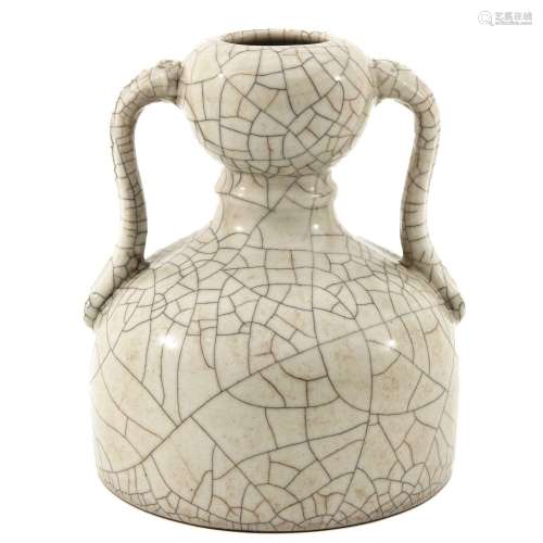 A Crackle Decor Flared Handle Vase