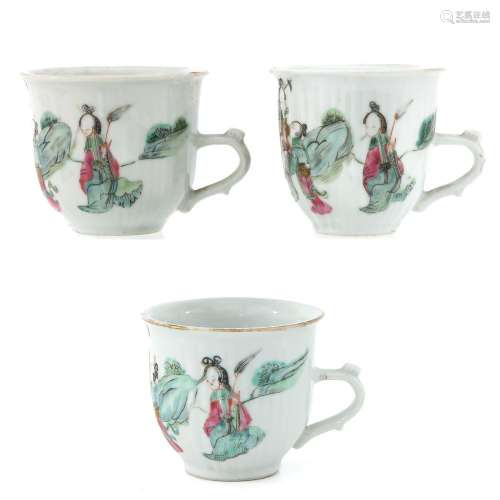 A Series of 3 Famille Rose Cups