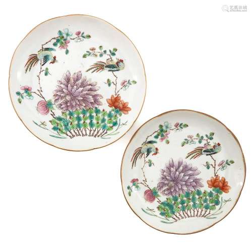 A Pair of Famille Rose Plates