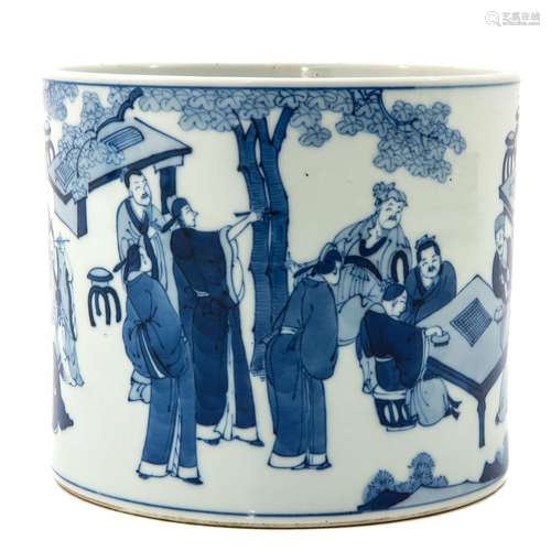 A Blue and White Brush Pot