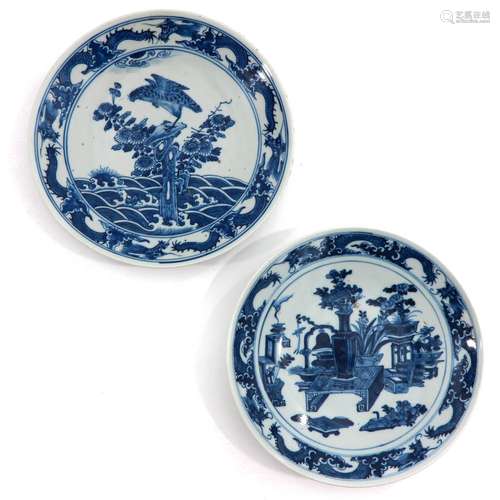 A Lot of 2 Blue and White Plates