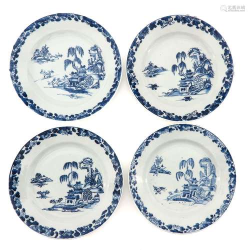 A Series of 4 Blue and White Plates