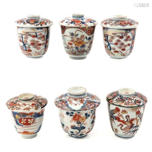 A Set of 6 Imari Cups with Covers