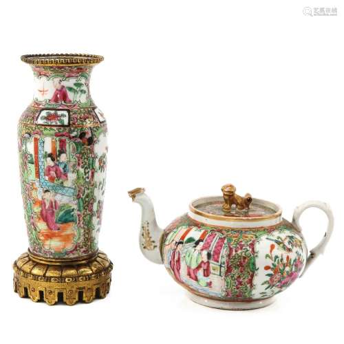 A Cantonese Teapot and Vase